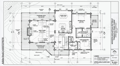 Quadro su tela Modern mountain retreat pinnacle peak cabin floor plan