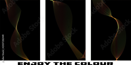 Foto Abstract warm orange light particles triptych on dark background with abstract p