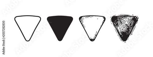 Obraz na plátne Four versions of an upside-down triangular shape or guitar pick in various drawi