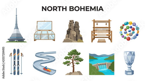 Foto North Bohemia Travel and Tourism Icons Collection.