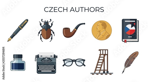 Photography Collection of Czech Author Symbols and Objects.