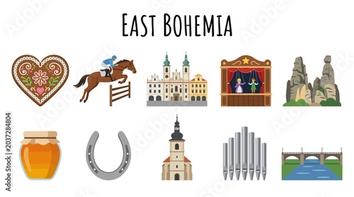 Foto East Bohemia Travel Icons Collection Featuring Landmarks and Culture