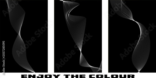 Schilderij op canvas Abstract triptych graphic design with flowing lines and dark background abstract