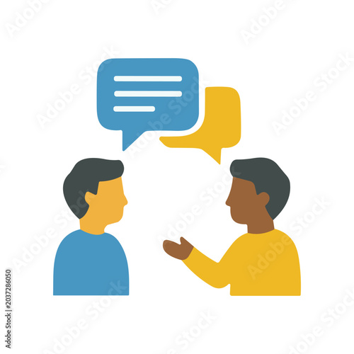 Photos Two men having a conversation.