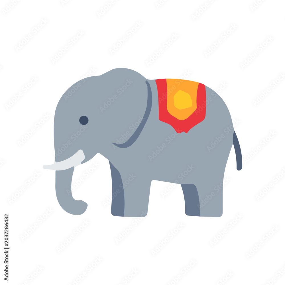 Fototapeta premium Gray Elephant with Red Saddle.