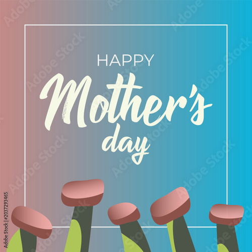 Happy Mother’s Day greeting card with abstract floral composition, minimalist typography and pastel gradient background.