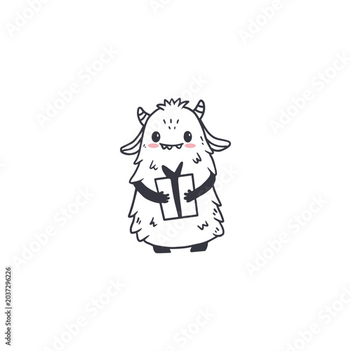 cute cartoon monster isolated on white background for coloring pages, magazines. Alien, Funny character. Sketch, doodle. Vector illustration