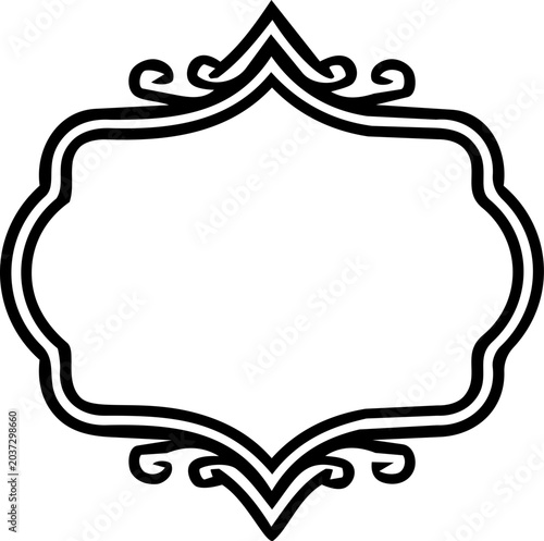 Elegant black ornate frame with swirling details and empty space for text or image