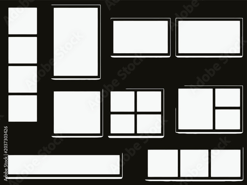  blank photo frame vector template set vertical photo booth strip layout modern clean border frames isolated studio mockup collage design editable photography presentation pack flat design system