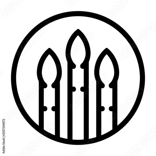 Three lit candles in circular frame minimalist flat design vector