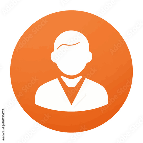 Professional businessman avatar in orange circle flat design vector