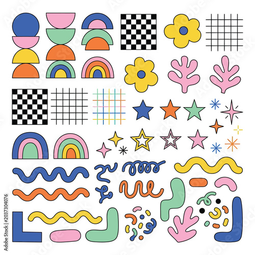 Colorful abstract shapes and patterns.