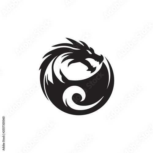 Ouroboros Dragon Circle Logo Design