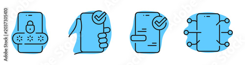 Canvas Print Mobile security icons showing verification and authentication