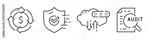 Fotografía Financial security icons showing cloud sync and audit