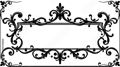 Photos Decorative Vintage Ornate Black Frame with Subtle Scrollwork Ideal for Elegant T