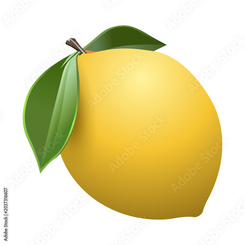 Lemon emoji illustration, isolated on transparent background.