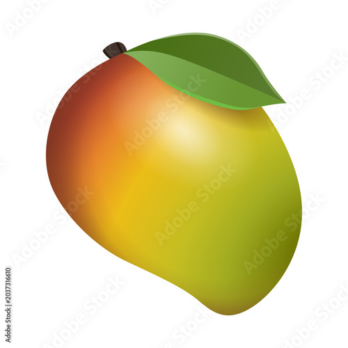 Mango fruit emoji illustration, isolated on transparent background.