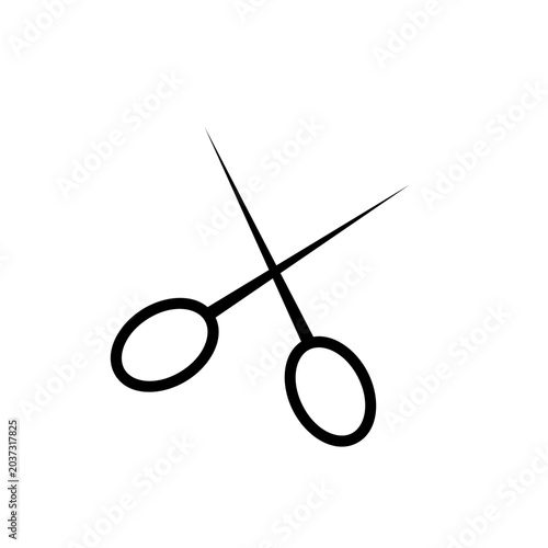Minimalist Scissors Black Icon Vector Illustration for Modern Graphic Design and Creative Cutting Symbol