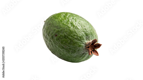 Konstfotografi Whole exotic green feijoa fruit with small sepals isolated on transparent backgr