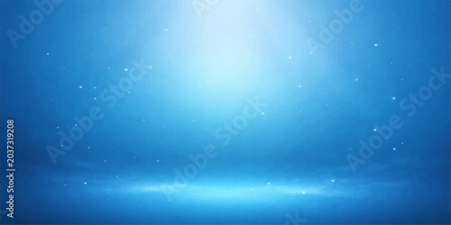 Abstract blue background of a deep underwater sea and bright winter sky with cosmic light rays, stars, and abstract art pattern textures