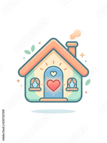 cute home icon 3d rendering isolated on white background cartoon plastic style icon