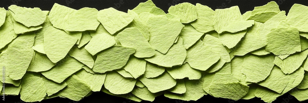 Obraz premium Close-Up Texture of Dehydrated Microfiber Sprout Flakes, Organic Material in Soft Pistachio Color