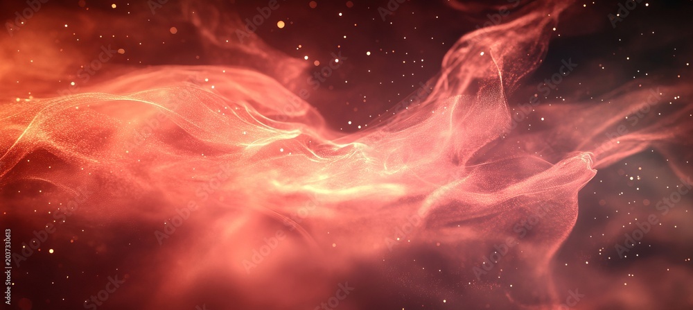 Obraz premium Mesmerizing Rose Pink Fantasy with Aurora Borealis Flowing Particles and Gold Dust Elegance
