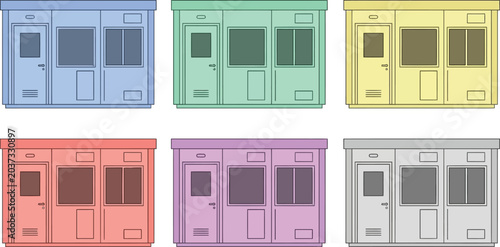 Obraz na plátně Set of modular office units in various colors flat vector illustration for const
