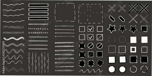 Foto Hand drawn geometric shapes and lines on a dark background