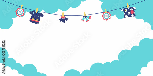 Bild auf Leinwand Children s day decorations with floral ornaments and clothing vector illustratio
