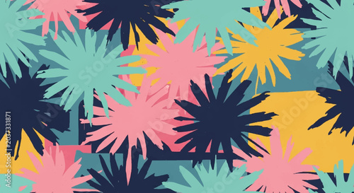 Photos Abstract floral background with colorful splashes and graphic elements, modern d