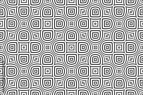 Abstract Seamless Geometric Outline Convex Black and White Pattern.