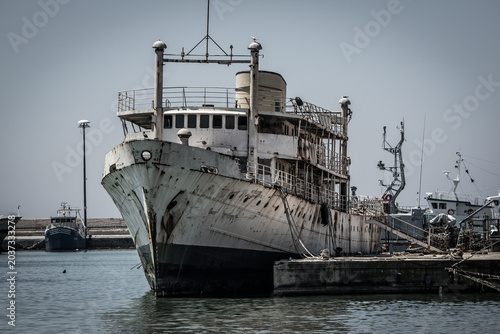Mazara del Vallo , fishing port by the river,  Trapani, Sicily, Italy, Europe