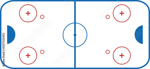Photography Top View Ice Hockey Rink Map with Professional Marking Lines for Game Strategy P