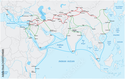 Detailed Geographical Map of the Ancient Silk Road