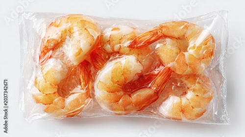 Fresh Shrimp Pack Vacuum-sealed package of raw shrimp with tails on, displayed against a plain white background.
