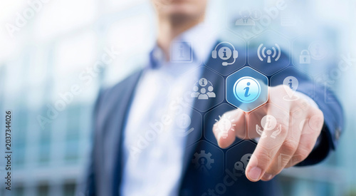 Bild auf Leinwand Information Manager hands holding database Information governance architecture lifecycle records network connections data quality strategy management