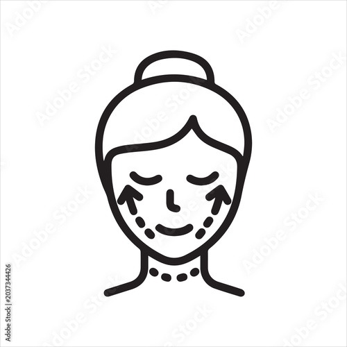 Photos Woman with arrows on face and neck, linear icon