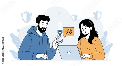 Teamwork and Security Concept Illustration | Collaboration, Protection