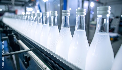 A milk bottling production line with glass bottles (2)