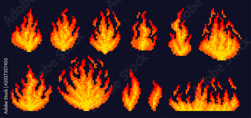 Fotografie Fire Flames Sprite Sheet Pixel Art