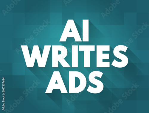 AI writes ads text message concept backdrop. Artificial intelligence copywriting for digital marketing, promotion campaign creation, online automation tool, and content generation technology.