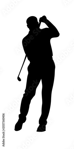 Golfer Mid-Swing Silhouette Vector