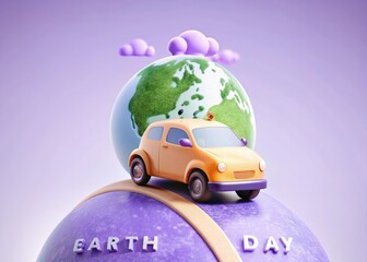 Earth Day Car Illustration
