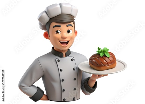 3D Animated Chef with Pastry
