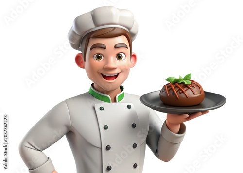 3D Animated Chef with Dessert