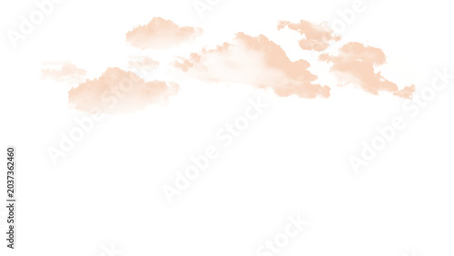 Fotografie Scattered warm peach sunset cumulus cloud formation isolated as a graphic design