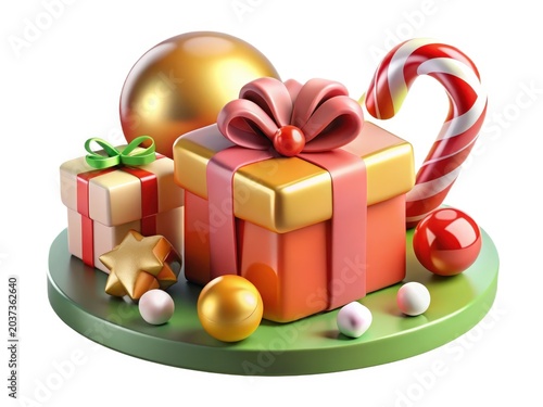 Festive Gift Box with Candy Canes and Eggs
