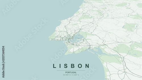 Tableau sur toile Modern minimalist vector map of Lisbon (Lisboa), Portugal